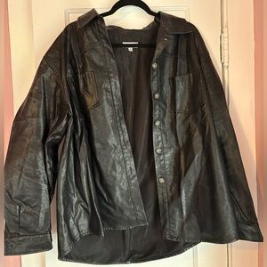 Ten Sixty Sherman Faux Leather Shirt Jacket Button Front XL